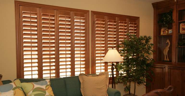 Wood shutters in Clearwater living room.